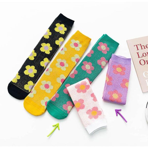 2020 новая мода цветочные девушки носки сладкая принцесса Детские носки студент вязать колено высокие носки девушки дизайнерские чулки Детские носки