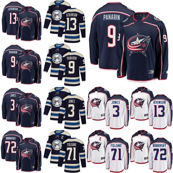 

коламбус блю джекетс хоккей трикотажные 3 сет джонс джерси 9 панарин 71 фолиньо 72 бобровский 13 кулачка аткинсон прошитой, Black;red