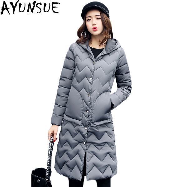 

ayunsue 2017 women's padded coat spring autumn fashion windproof thick parkas female long hooded jacket outwear lx973, Black