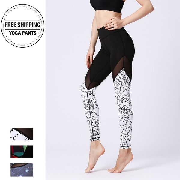 

yoga outfits 2021 style fashion women high waist gym pants fitness sport patchwork jogging leggings print, White;red
