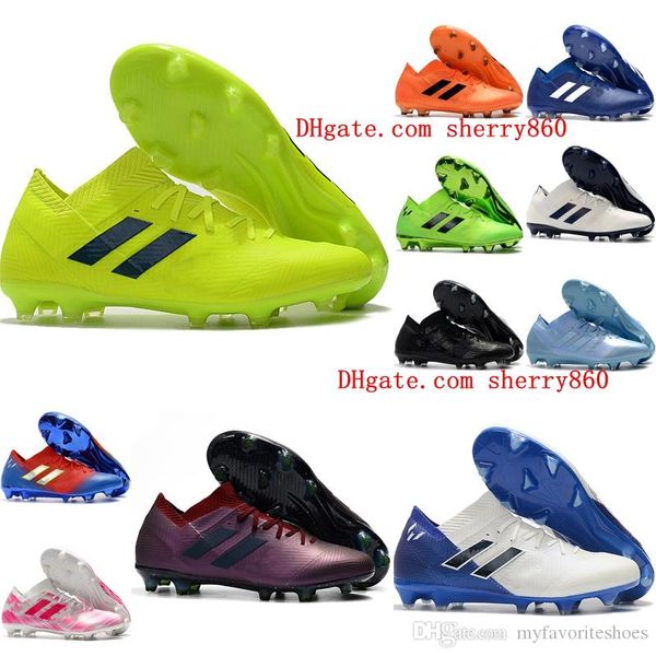 

2019 mens soccer cleats nemeziz messi 18.1 fg soccer shoes nemeziz 18 chaussures de football boots chuteiras de futebol orange, Black;grey