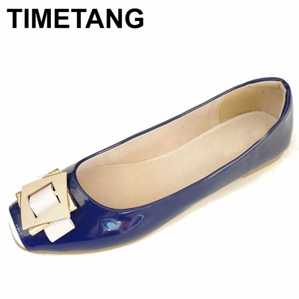 

timetang sweet spring ladies shoes black office women flat shoes patent leather flats women big size from 33-43 all match c091