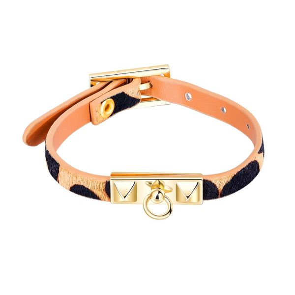 

new leather jewelry baitie fashion natural horsehair leopard pattern noble accessories pattern leather bracelet gift, Golden;silver