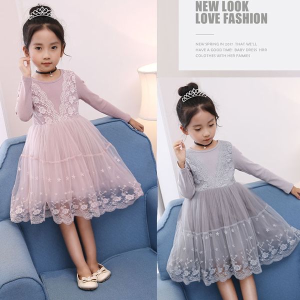 

2020 baby girl dress long sleeve mesh splicing princess lace dresses kids birthday party costume infant sweet cute girls clothes, Red;yellow