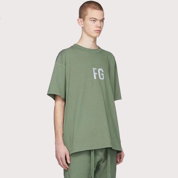

2020 20ss 3m светоотражающий fg printed t-shirt solid color простой оливковый короткие рукава лето casual tee high street мужчины женщины фу, White;black