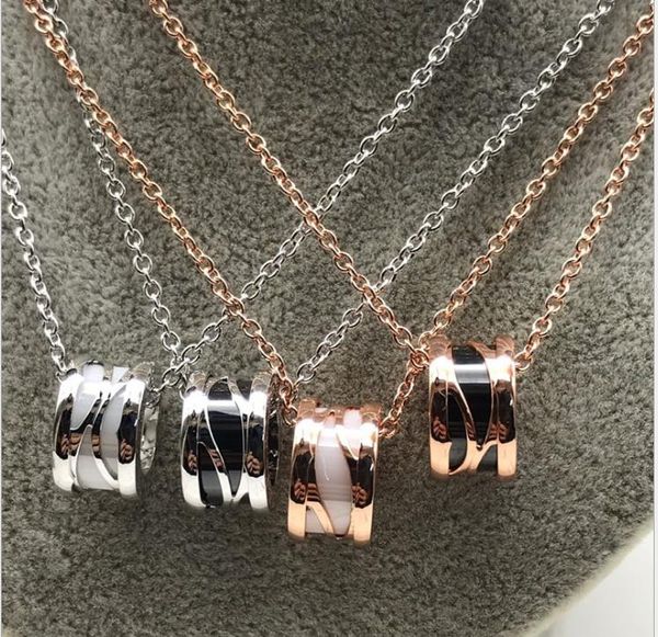 

new european and american porcelain lovers necklace simple and versatile titanium steel hollowed out ceramic clavicle chain ornament, Silver