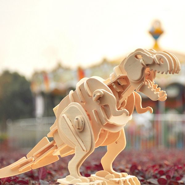 

творческий diy 3d ходьба t-rex деревянная игра-головоломка сборка звуковое управление динозавр игрушка подарок для детей взрослых