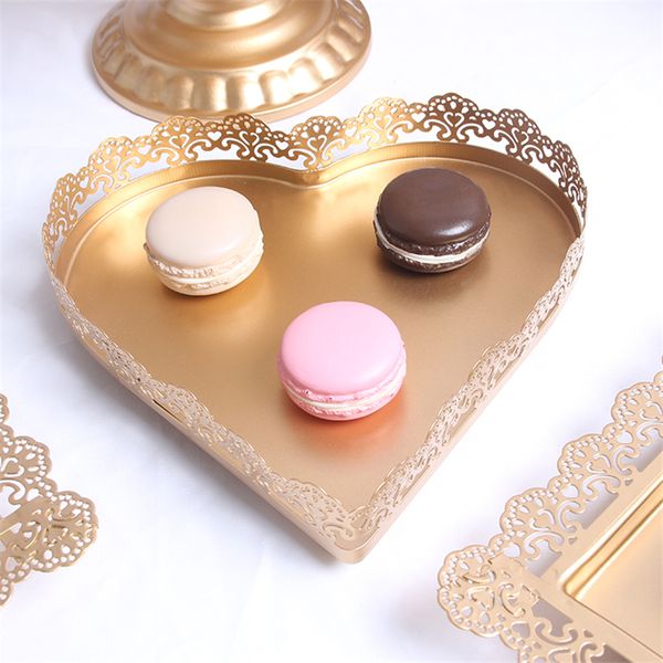 

new arrive gold wedding dessert tray cake stand cupcake pan party supply 7pcs / set white lace cake decoration plate cake dish