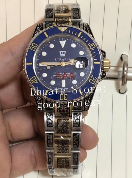 

luxury baselworld watch mens mechanical 2813 men gold steel carving bracelet blue ceramic bezel sub perpetual sport 116619 vintage watches, Slivery;brown