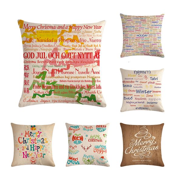 

45 * 45см письмо с рождеством с новым годом бросьте подушки дело хлопок белье подушка capa almofadas h743