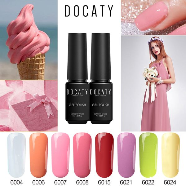 

docaty soak off colorful gel nail polish 3in1 uv gel lacquer polish manicure semi permanent one step acrylic varnish, Red;pink