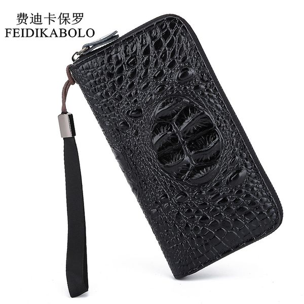 

feidikabolo new wallet crocodile long men wallets pu leather male purse men's clutch wallets fashion man zipper wallet coin bags, Red;black