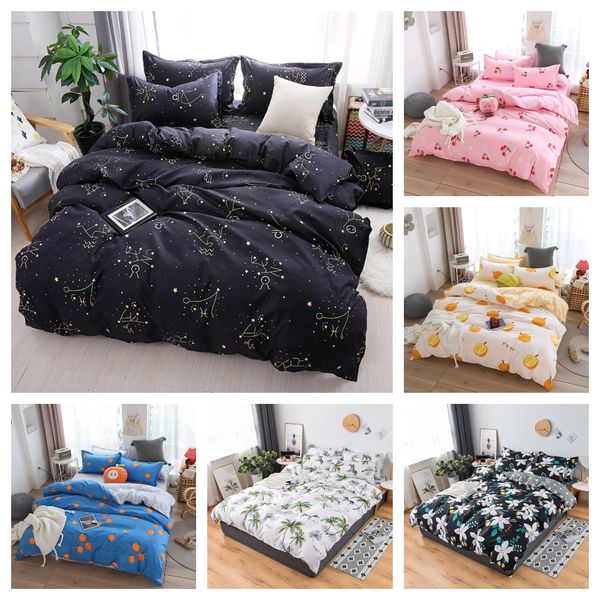 

new pattern simple style bedding set 3pcs/4pcs duvet cover set 1 quilt cover+1 flat sheet +1/2 pillowcases twin full  king