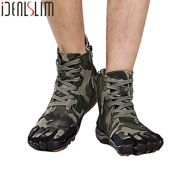 

idealslim men camouflage walking shoes non-slip five finger shoes outdoor climbing hiking, Black