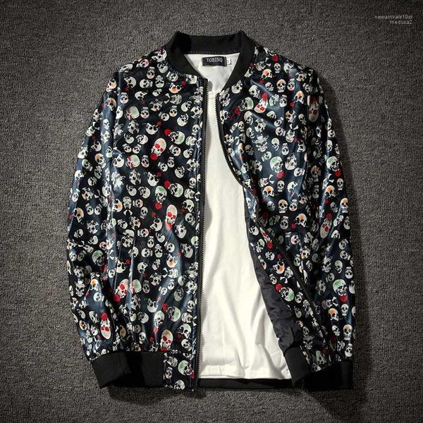 

men casual hip hop baseball collar print fashion jacket smooth streetwear jacket loose men s bomber jacket, Black;brown