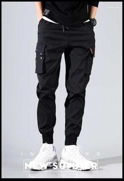 

casual mens harem pants spring autumn ninth pants pencil fashion pants male cargo loose trousers 2019 street, Black