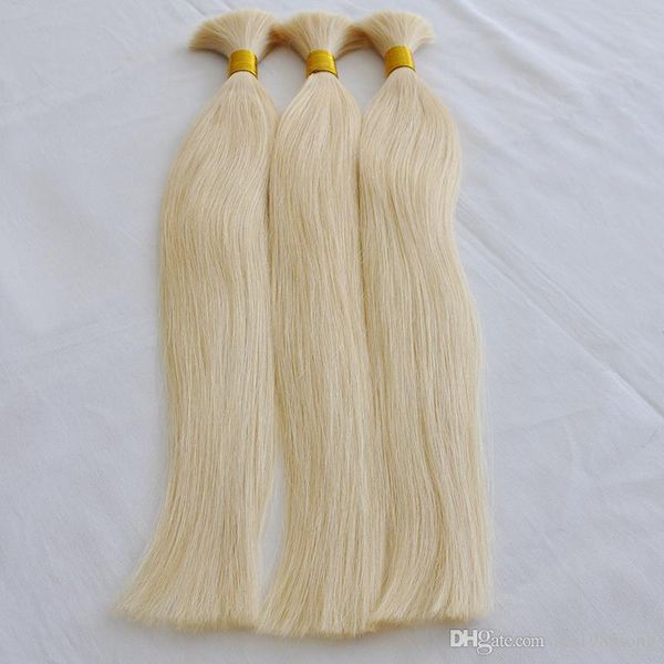 

ce certificated 100g per bundle 300gr without weft blonde 613 color unprocessed indian peruvian brazilian human hair bulk, Black