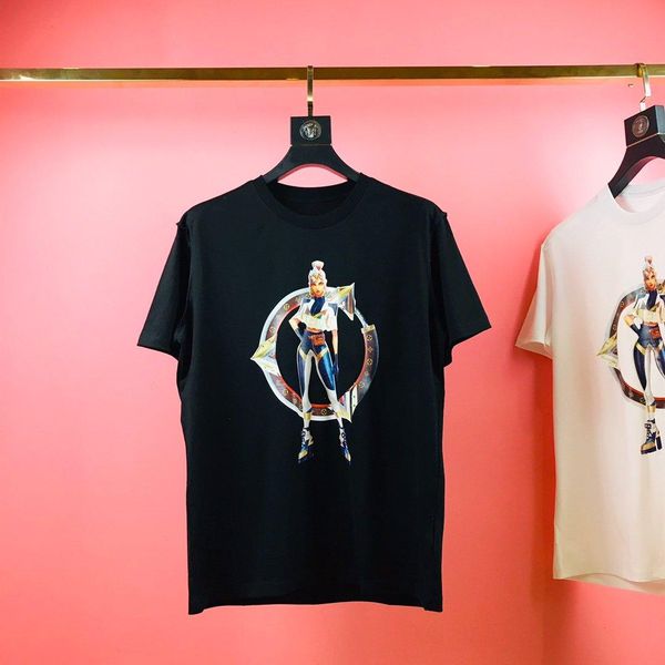 

2020 french style latest game goddess printed t-shirt men and women casual cotton oversize wild fashion simple long t-shirt, White;black