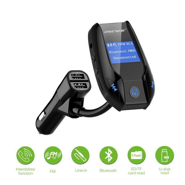 

onever usb car 3.1a with fm transmitter mp3 player modulator support tf card and u-disk aux in dc 12/24v
