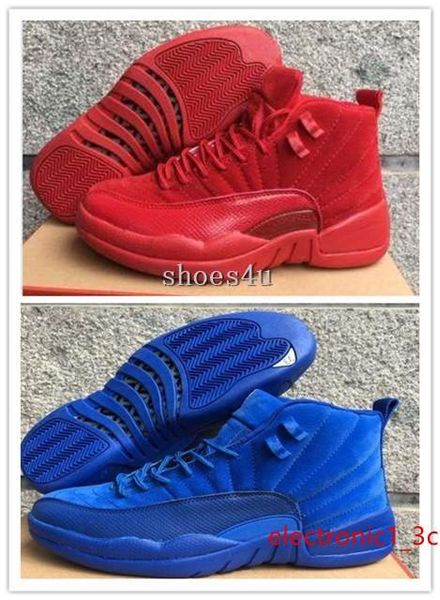 

с коробкой) оптовая дешевые горячие новые 12 новых xii премиум deep royal blue red suede men s баскетбол обувь кроссовки женщин дан 12s