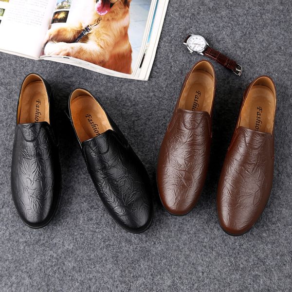 

nice new men spring autumn leather casual shoes men flat shoes breathable fashion comfortable flat w5, Black