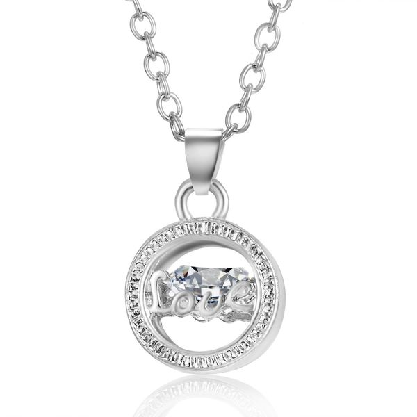 

silver color gold color hollow out love charm letter zircon round pendant necklaces wedding accessories valentines love gifts faobn