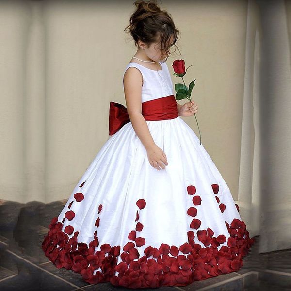 

holy communion dresses ball gown long sleeves lace back button solid o-neck flower girl dresses vestido de daminha new arrival, Red;yellow