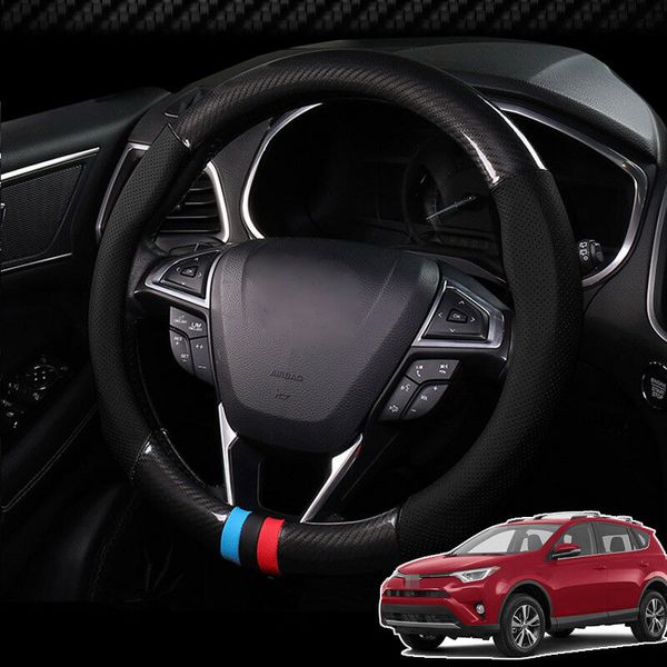 

for toyota rav-4 car steering wheel cover anti-slip carbon fiber leather