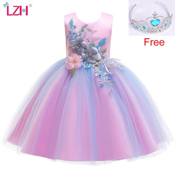 

summer flower girls wedding dress children evening party dress kids dresses for girls princess costume ball gown 6 8 10 12 year t200624, Red;yellow