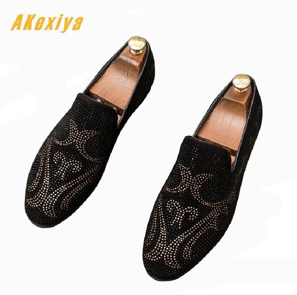 

new designer men rhinestone pattern oxfords flats shoes wedding dress homecoming prom formal shoes sapato social masculino, Black