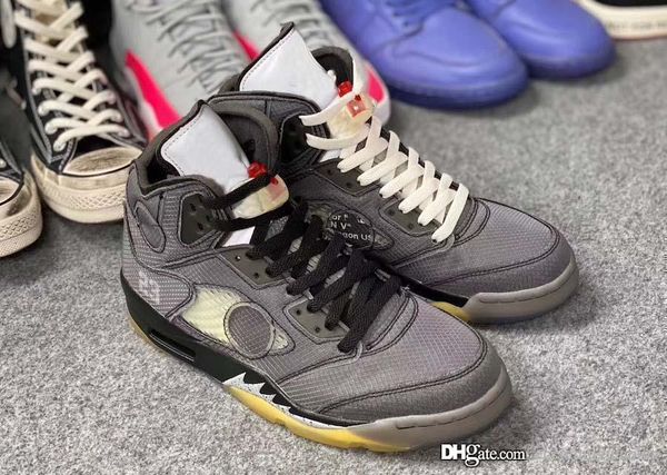 

jumpman off air 5 white retro men basketball shoes black muslin textile mesh upper 3m reflective 5s sports sneakers ct8480-001