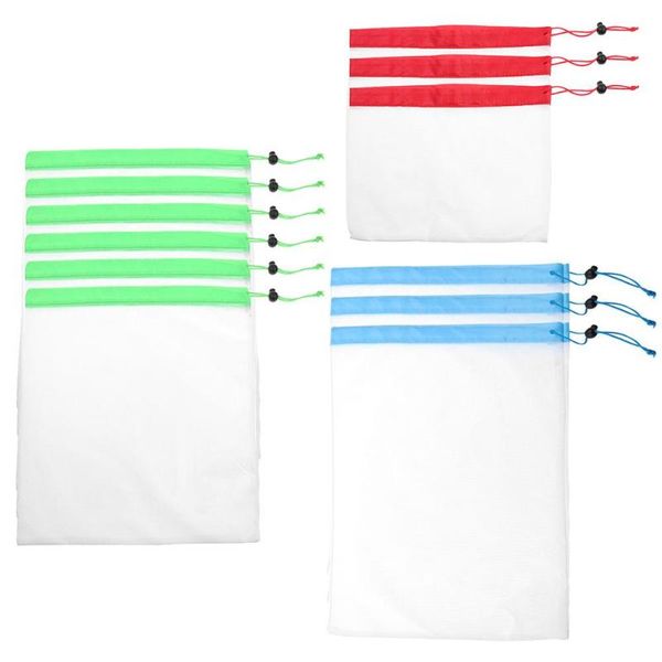 

12pcs polyester reusable mesh produce bags washable eco friendly bags fruit vegetable grocery storage bag breathable mesh bag