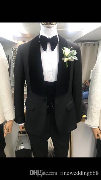 

новые one button groomsmen шаль лацкане венчания groom смокинги мужчин костюмы венчания / prom / ужин best man blazer (куртка + tie + vest, Black;gray