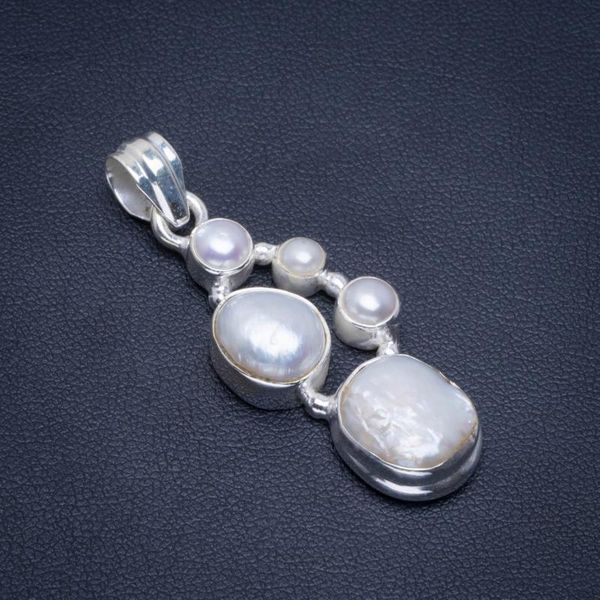 

lockets natural biwa pearl handmade unique 925 sterling silver pendant 1.75" b3027