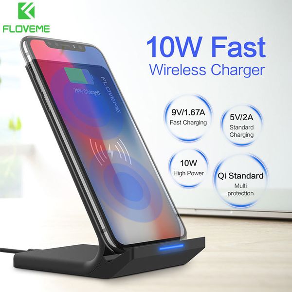

qi wireless charger for iphone x 8 xr xs max floveme 10w fast wireless charging dock stand for samsung note 8 9 s8 s9 plus s7 s6