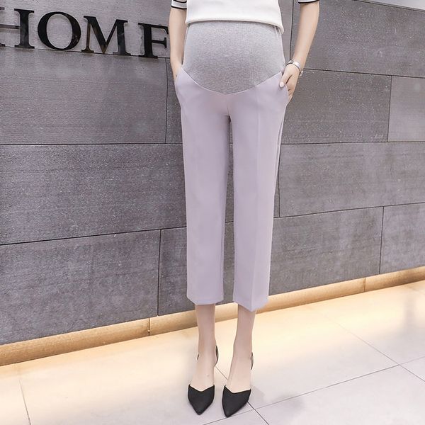 

new maternity pants spring and summer trousers straight spring and summer wear pants suit cropped pregnancy, White