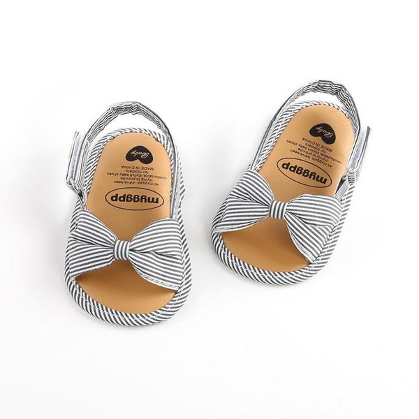 

0-18m летние ребёнки лук полосатый дышащий против скольжения сандалии, Black;red