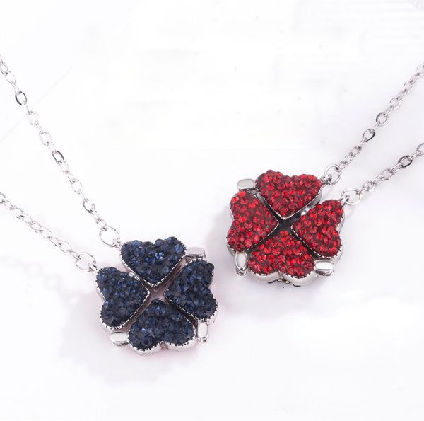 

dropship 2019 new fashion simple s925 silver necklace creative double sided clover pendant lucky grass men women clavicle chain