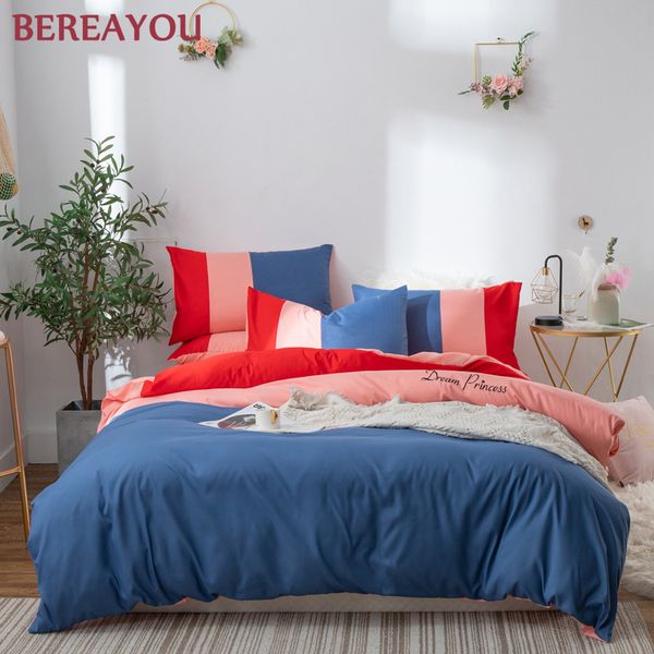 

colorful comforter bedding sets sanding polyester simple bed linen pillowcase 4pcs bed set  kids bedding beddengoed