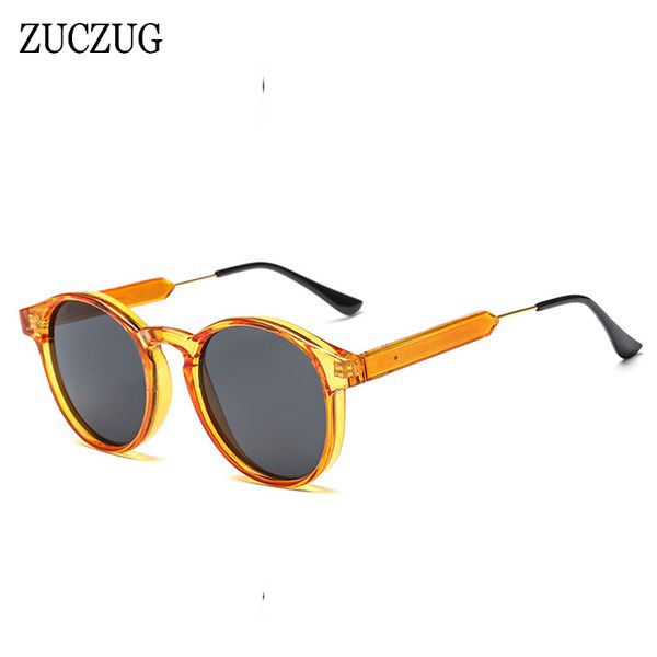 

zuczug retro polarized round sunglasses women brand design yellow transparent frame sun glasses female uv400, White;black