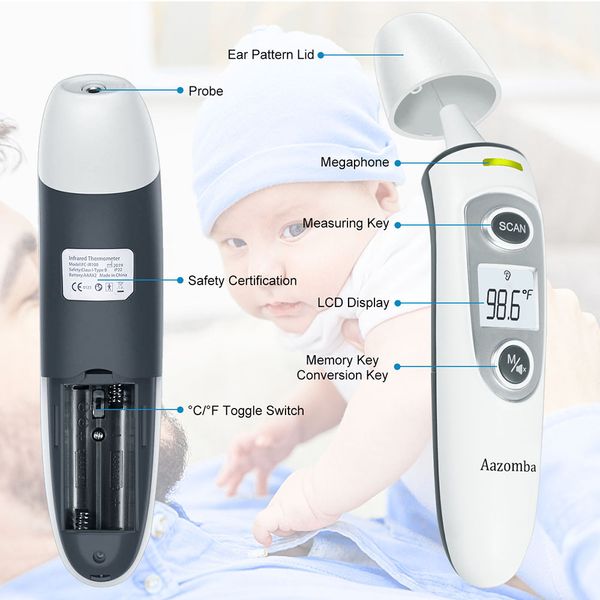 

the new digital body infrared thermometer children non-contact high precision forehead gun handheld thermometer, Black;white