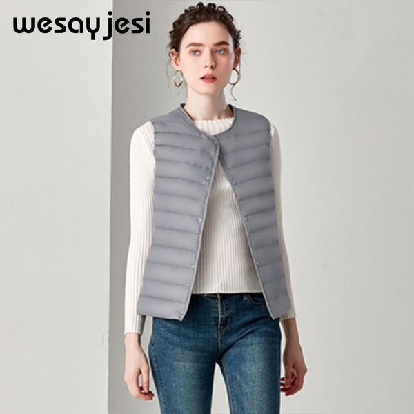 

2019 women 90% white duck down vest women's ultra light duck down vest jacket autumn winter sleeveless coat with pockets, Black
