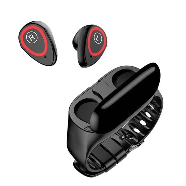 m1 беспроводной bluetooth наушники с смарт-часы сердечного ритма артериального давления спорт смарт-браслет для ios android смартфонов