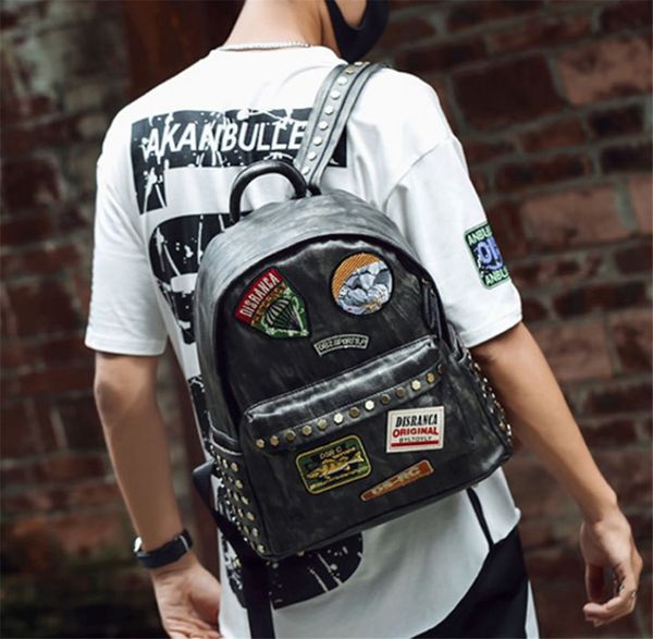 

designer backpack men rivet applique simple handsome school bags backpacks fashion ph-cfy20051119