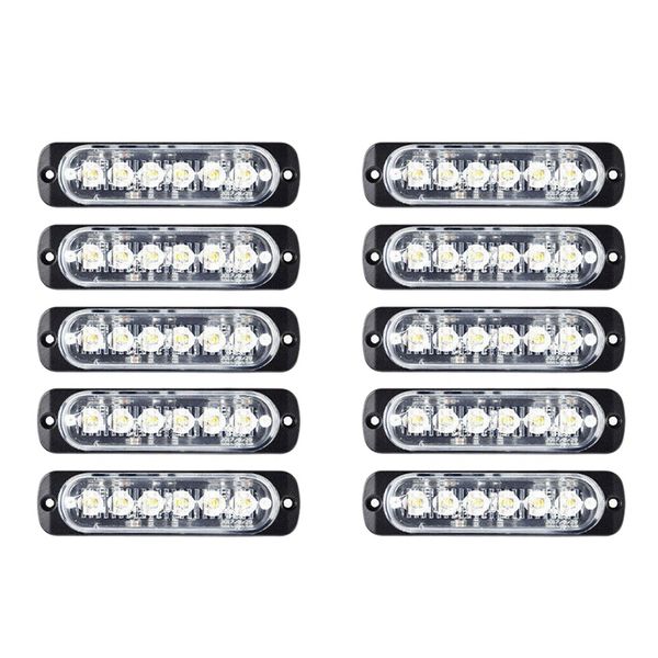 

10pcs 6-led light flash emergency car vehicle warning strobe flashing red and blue