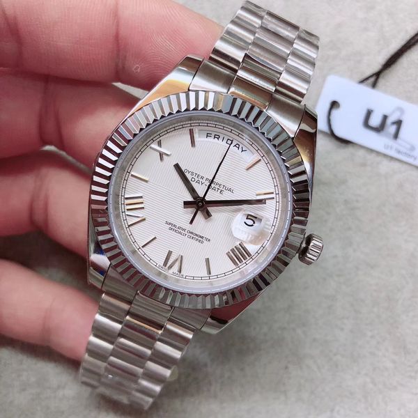 

watch date luxury u1 watch day date rome big stainless face automatic mechanics mens men sapphire glass factory steel mens number gafbf, Slivery;brown