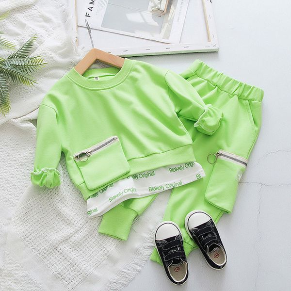 

dfxd casual toddler tracksuit boy clothing sets children clothes long sleeve t-shirt+pants 2 pcs boys outfits sport suits 2-7t t200413, White