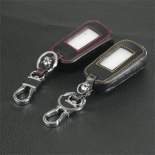 

leather car key case for starline a92/a94/v62/a62/a64 fob cover two way car alarm remote controller lcd transmitter keychain