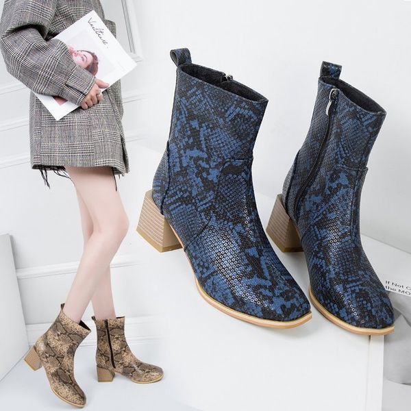 

snake sharp boots 2019 coarse with with boots will code woman, Black