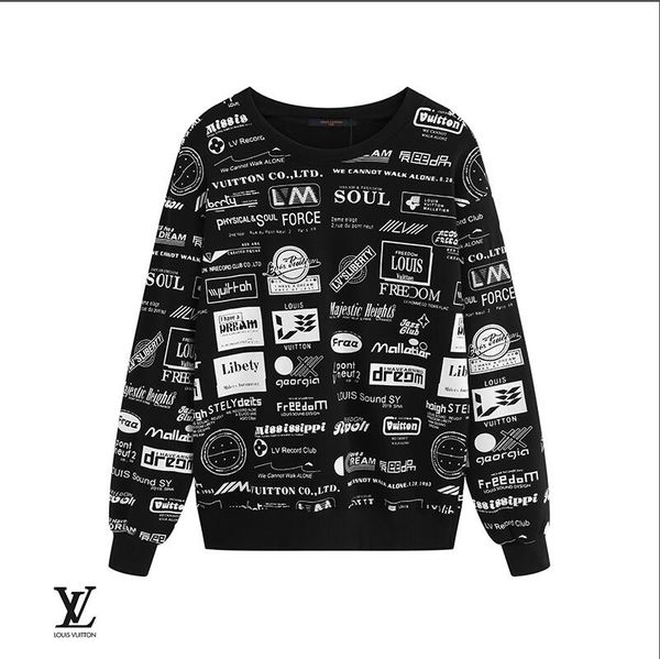 

2019 men and women lvwinter new fashion sports sweater printing short-sleeved embroidered cotton men's sweater -6, Black